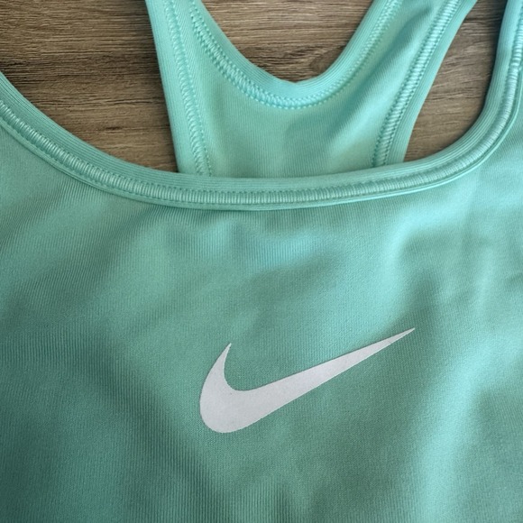 Nike Dri-FIT Sports Bra Womens Medium Green Blue Racerback Swoosh - Picture 2 of 6